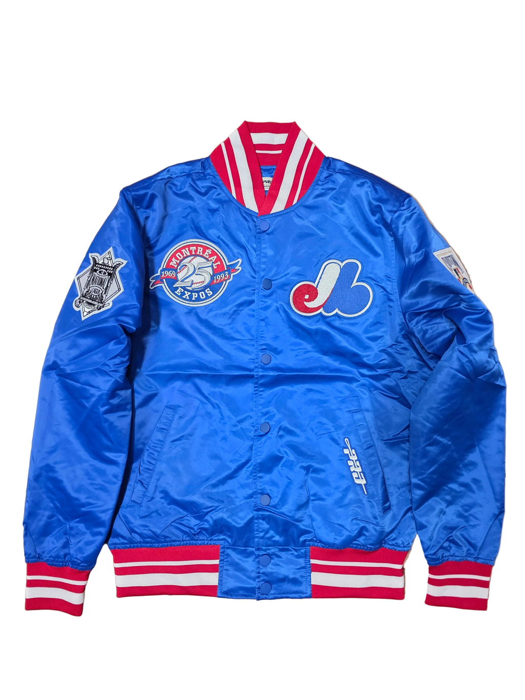 Montreal Expos MLB Pro Standard Men Royal Day One Rib Satin Jacket product image 1, provided for visual reference and
