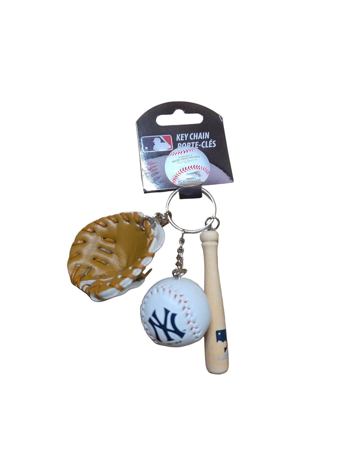 New York Yankees MLB TSV Bat, Ball & Glove Keychain product image 1, provided for visual reference and product detail review