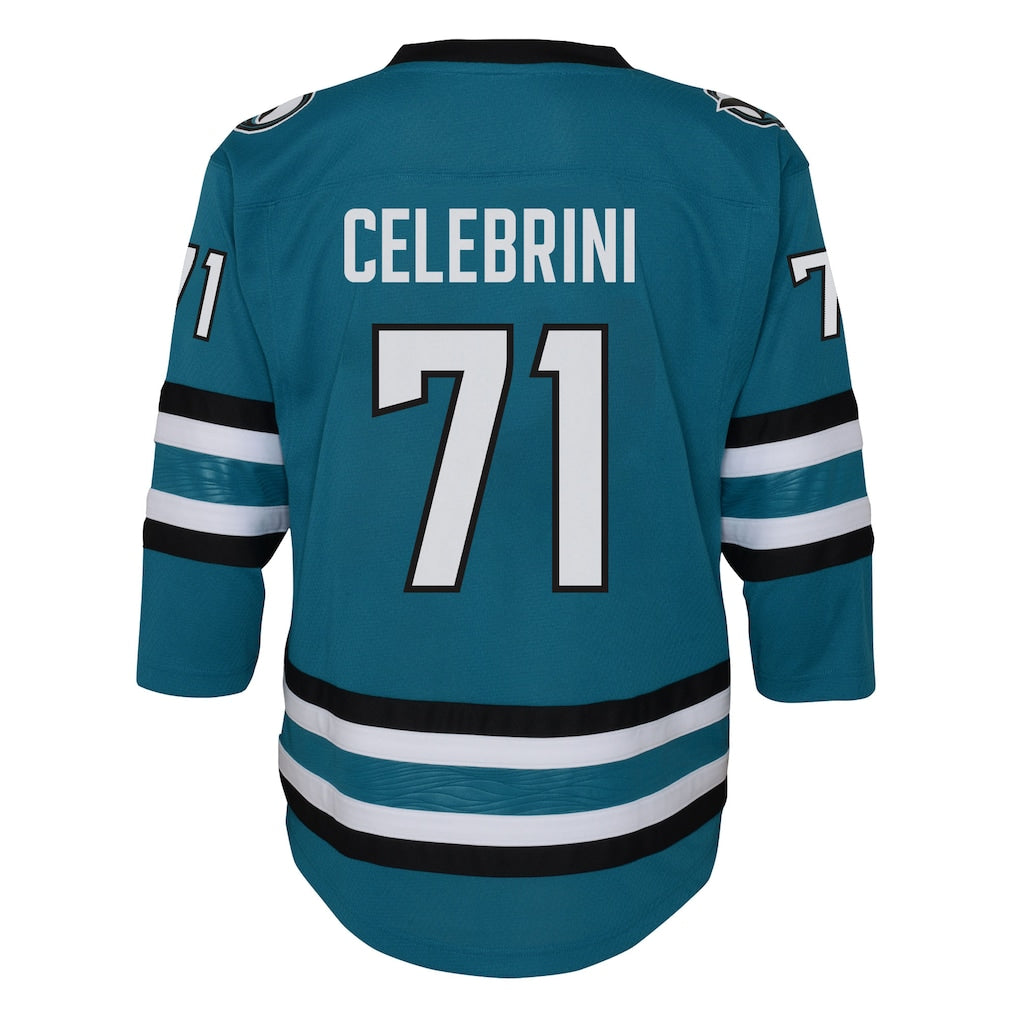 Macklin Celebrini San Jose Sharks NHL Outerstuff Youth Teal Premier Home Jersey product image 1, provided for visual