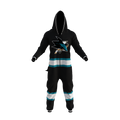 San Jose Sharks NHL Hockey Sockey Men Black Team Uniform Onesie product image 1, provided for visual reference and product
