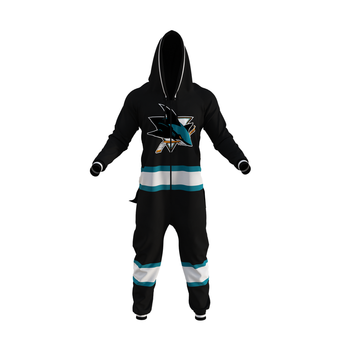 San Jose Sharks NHL Hockey Sockey Men Black Team Uniform Onesie product image 1, provided for visual reference and product