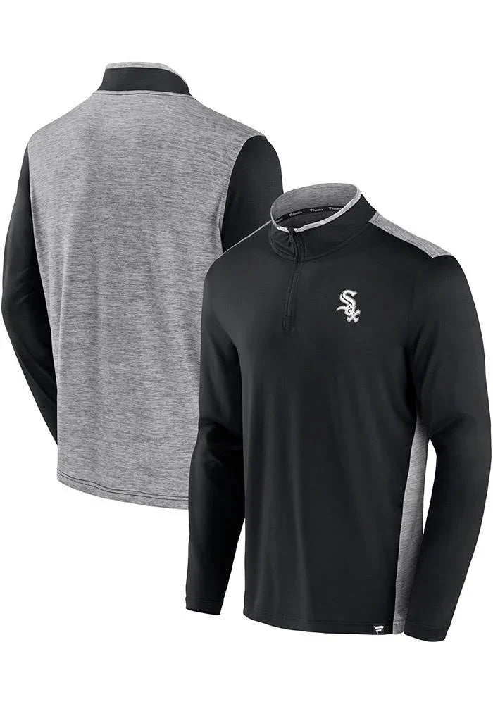 Chicago White Sox Black Iconic Brushed Poly 1/4 Zip Shirt product image 1, provided for visual reference and product detail