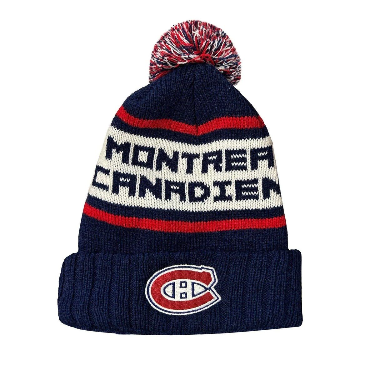 Montreal Canadiens NHL American Needle Men Navy Pillow Line Cuff Pom Knit product image 1, provided for visual reference and