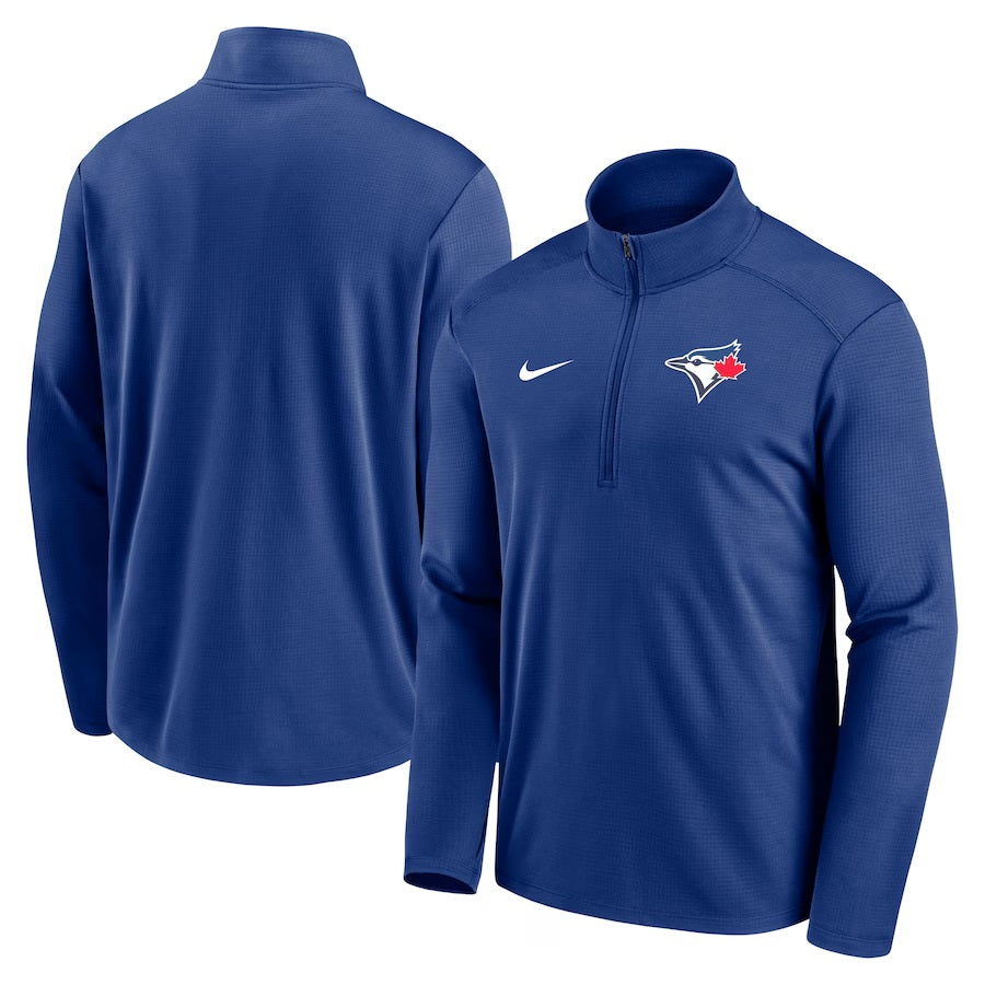 Toronto Blue Jays MLB Nike Men Royal Blue Agility Pacer Performance Half-Zip Long-sleeve Shirt product image 3, provided for