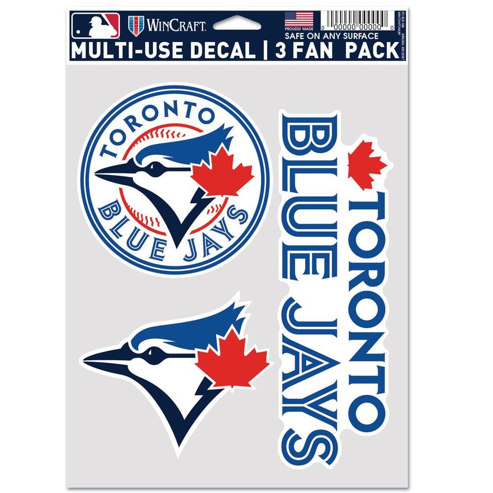 Toronto Blue Jays MLB WinCraft 3 Pack Multi Use Fan Decal product image 1, provided for visual reference and product detail