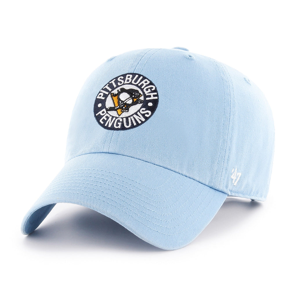 Pittsburgh Penguins NHL 47 Brand Men Light Blue Vintage Clean Up Adjustable Hat product image 1, provided for visual