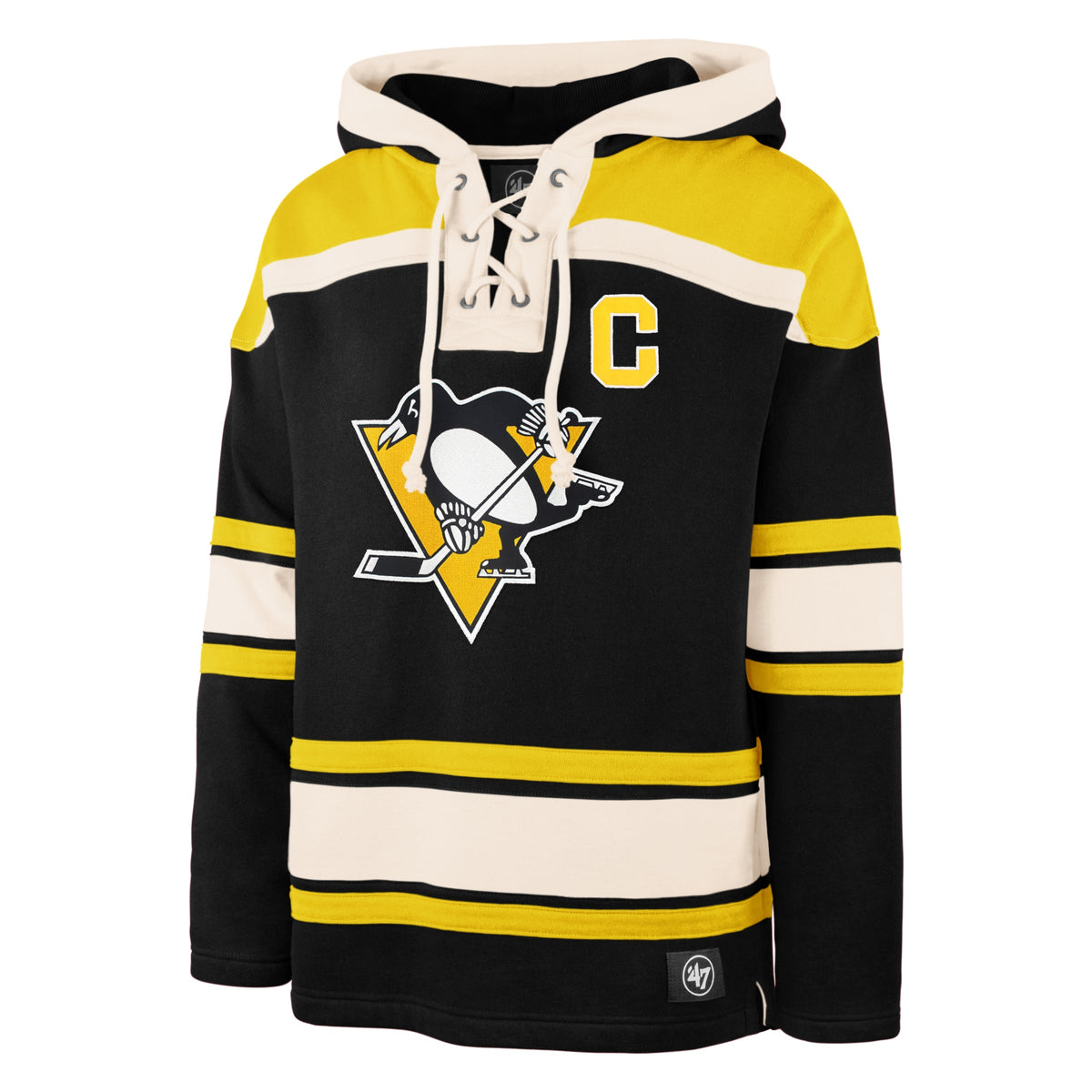 Mario Lemieux Pittsburgh Penguins NHL 47 Brand Men Alumni Black Heavyweight Lacer Hoodie product image 2, provided for