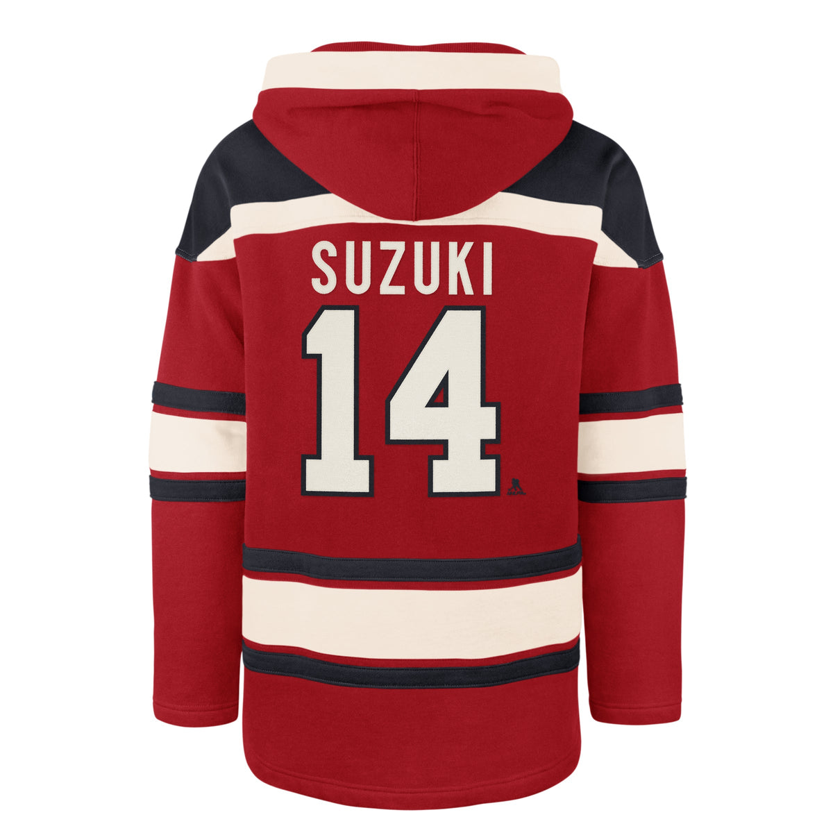 Nick Suzuki Montreal Canadiens NHL 47 Brand Men Red Heavyweight Lacer Hoodie product image 1, provided for visual reference