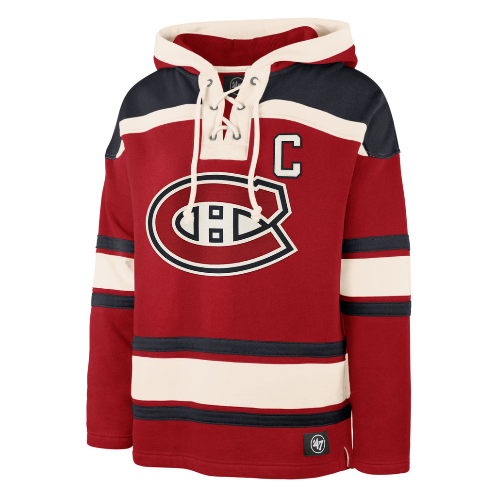 Nick Suzuki Montreal Canadiens NHL 47 Brand Men Red Heavyweight Lacer Hoodie product image 2, provided for visual reference