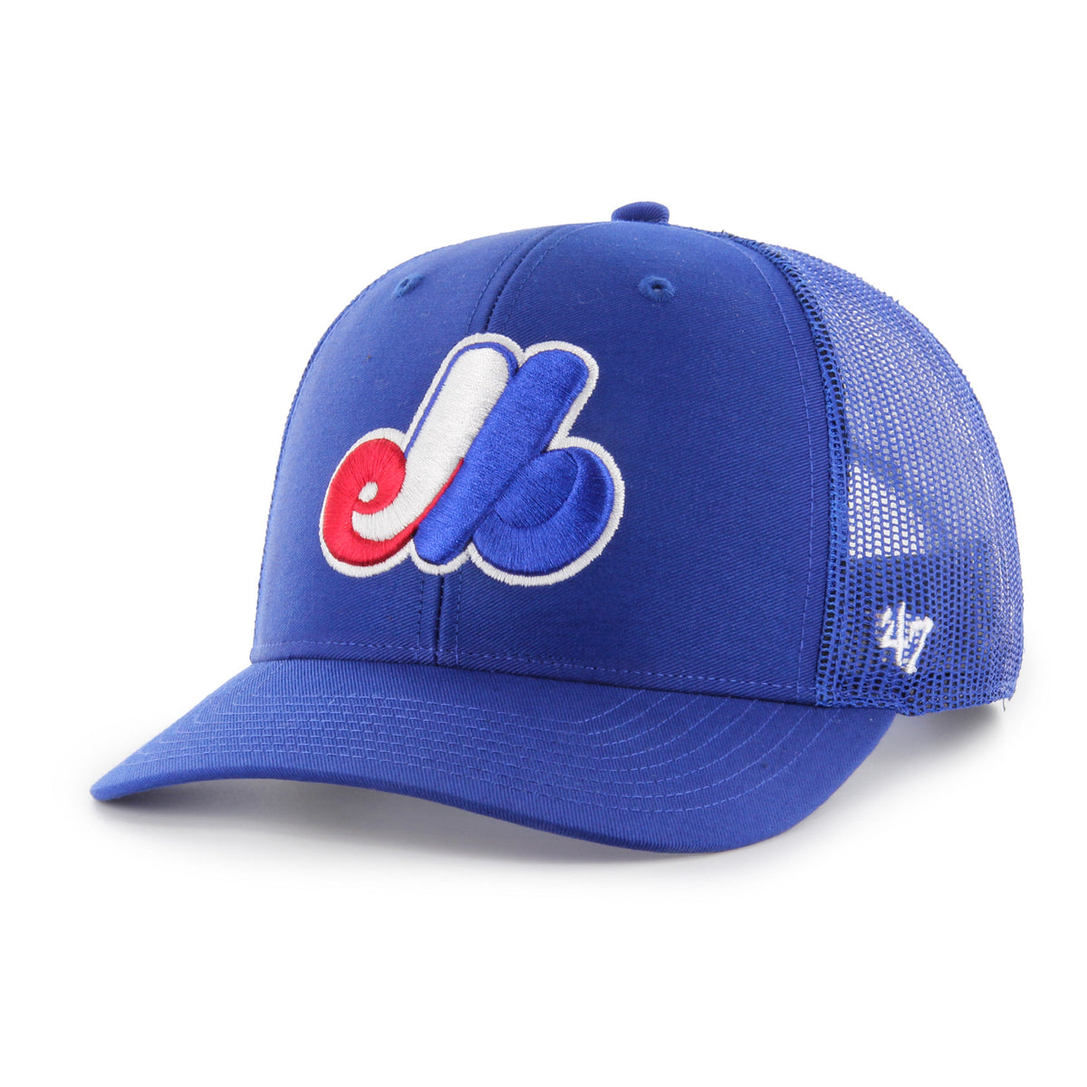 Montreal Expos MLB 47 Brand Men Royal Blue Trucker Snapback product image 1, provided for visual reference and product