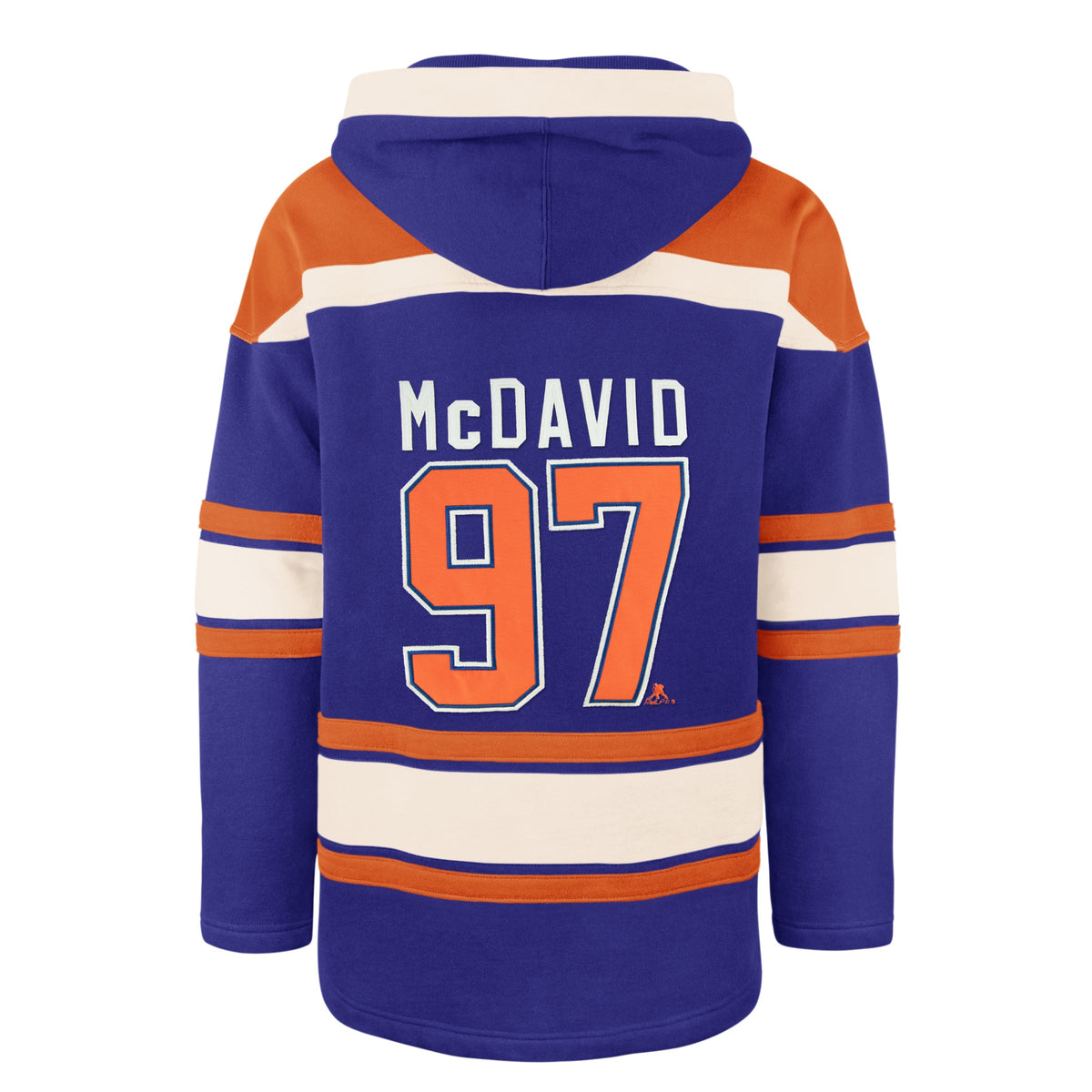 Connor McDavid Edmonton Oilers NHL 47 Brand Men Royal Heavyweight Lacer Hoodie product image 1, provided for visual