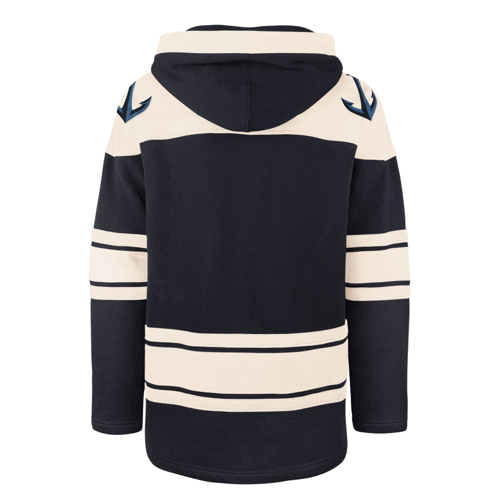 Seattle Kraken NHL 47 Brand Men Navy Heavyweight Lacer Hoodie product image 2, provided for visual reference and product