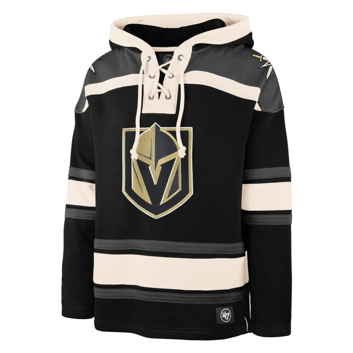 Vegas Golden Knights NHL 47 Brand Men Black Heavyweight Lacer Hoodie product image 1, provided for visual reference and