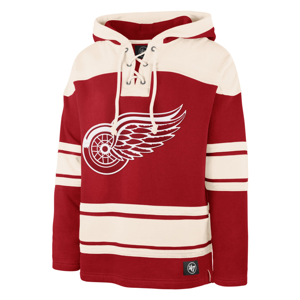 Detroit Red Wings NHL 47 Brand Men Red Heavyweight Lacer Hoodie product image 1, provided for visual reference and product