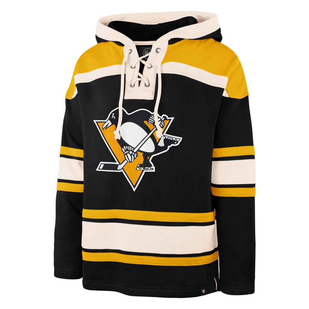 Pittsburgh Penguins NHL 47 Brand Men Black Heavyweight Lacer Hoodie product image 1, provided for visual reference and