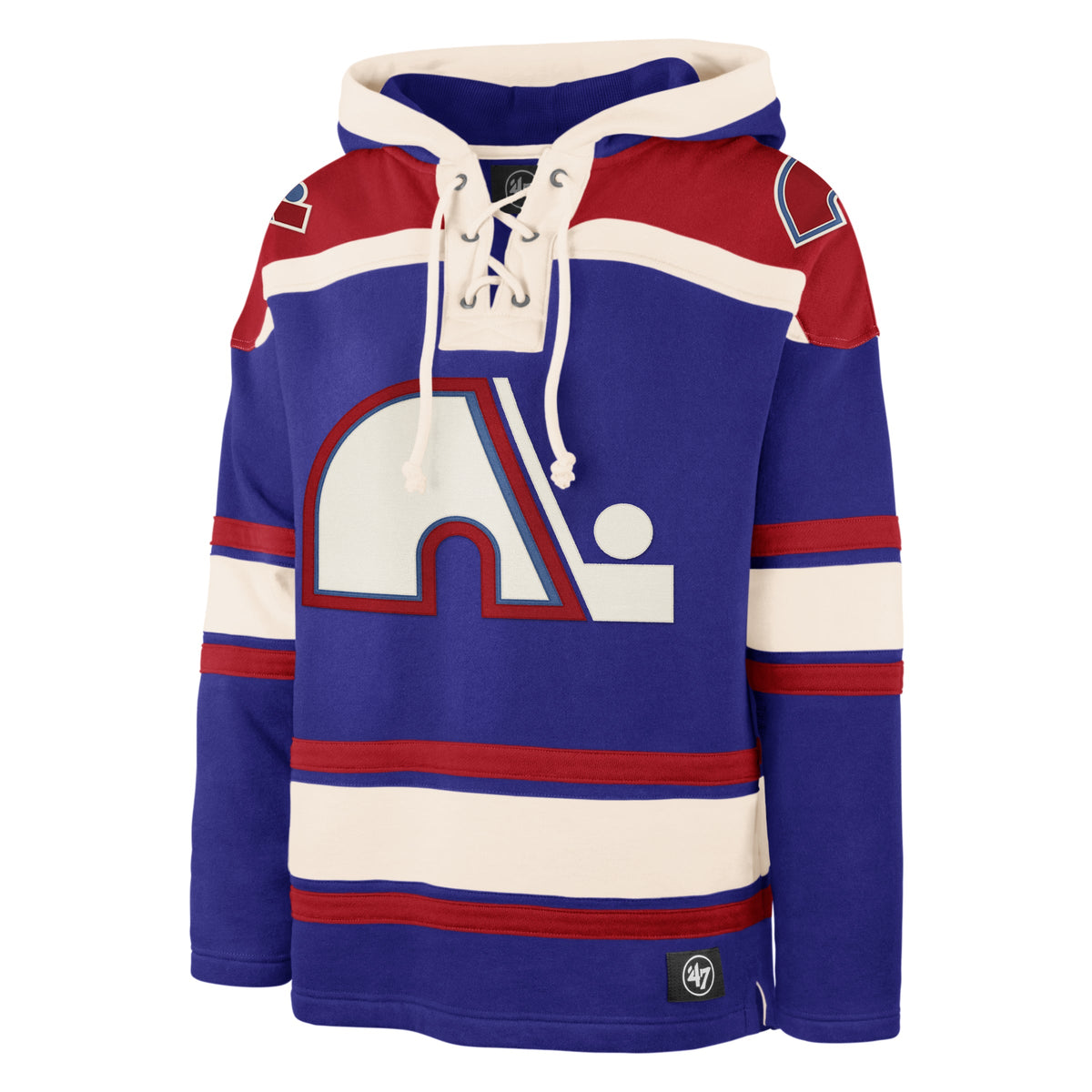 Quebec Nordiques NHL 47 Brand Men Royal Blue Heavyweight Lacer Hoodie product image 1, provided for visual reference and