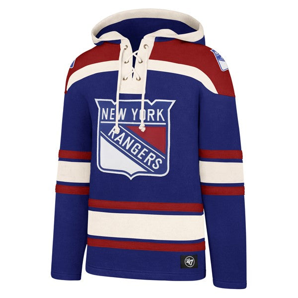 New York Rangers NHL 47 Brand Men Navy Heavyweight Lacer Hoodie product image 1, provided for visual reference and product