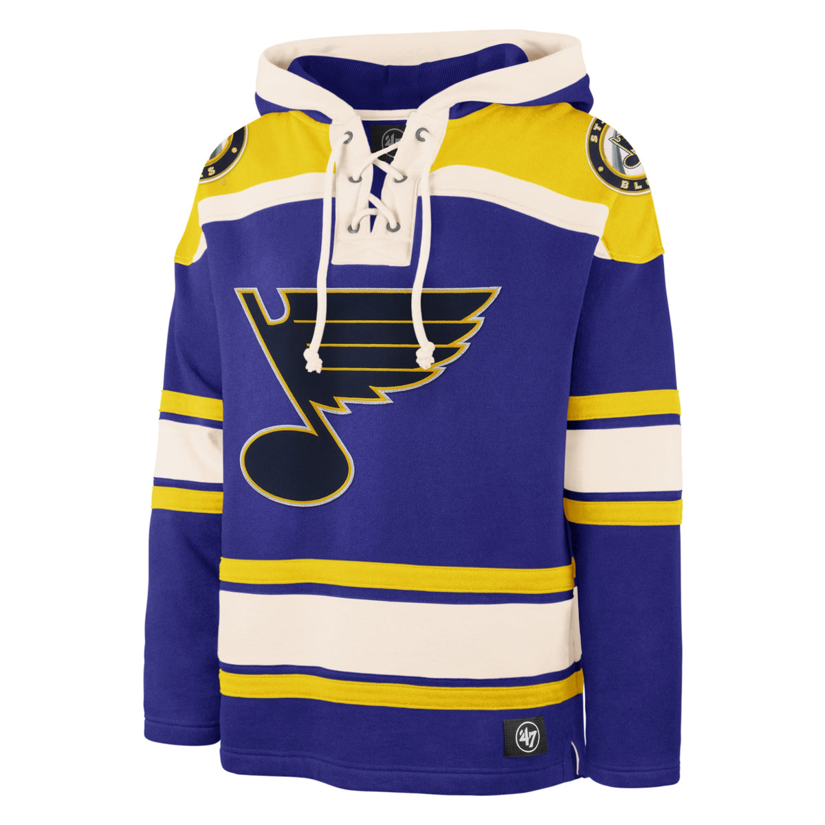 St. Louis Blues NHL 47 Brand Men Royal Heavyweight Lacer Hoodie product image 1, provided for visual reference and product