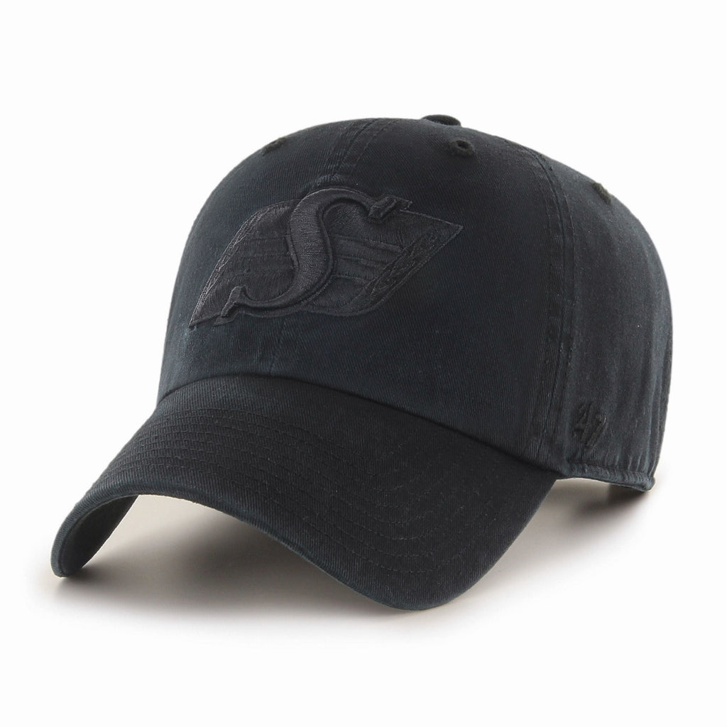Saskatchewan Rough Riders CFL 47 Brand Men Black on Black Clean up Adjustable Hat product image 1, provided for visual