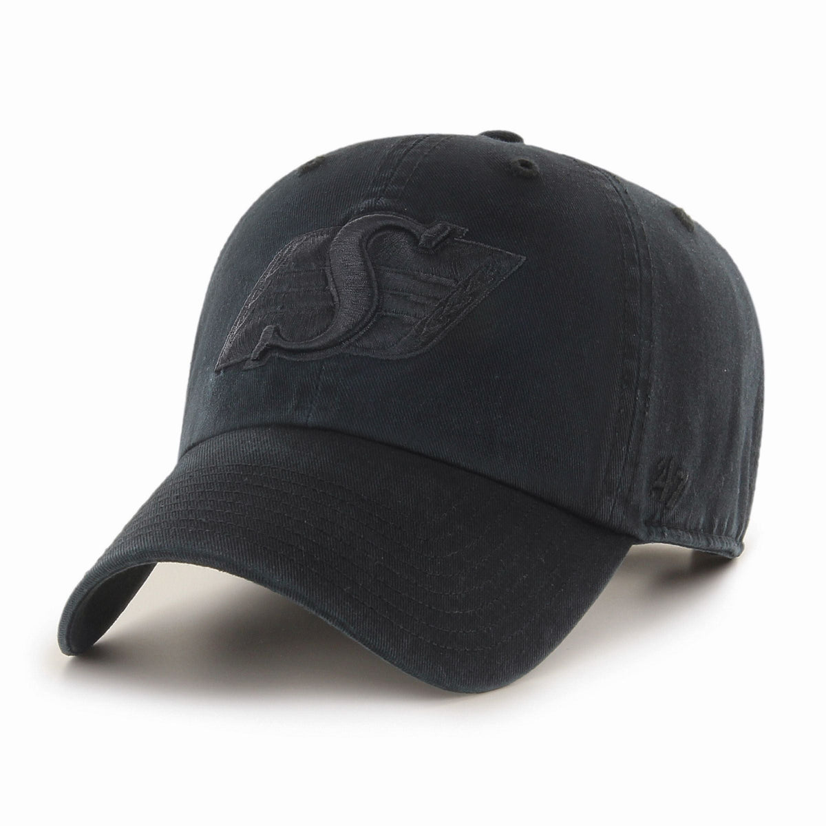 Saskatchewan Rough Riders CFL 47 Brand Men Black on Black Clean up Adjustable Hat product image 1, provided for visual