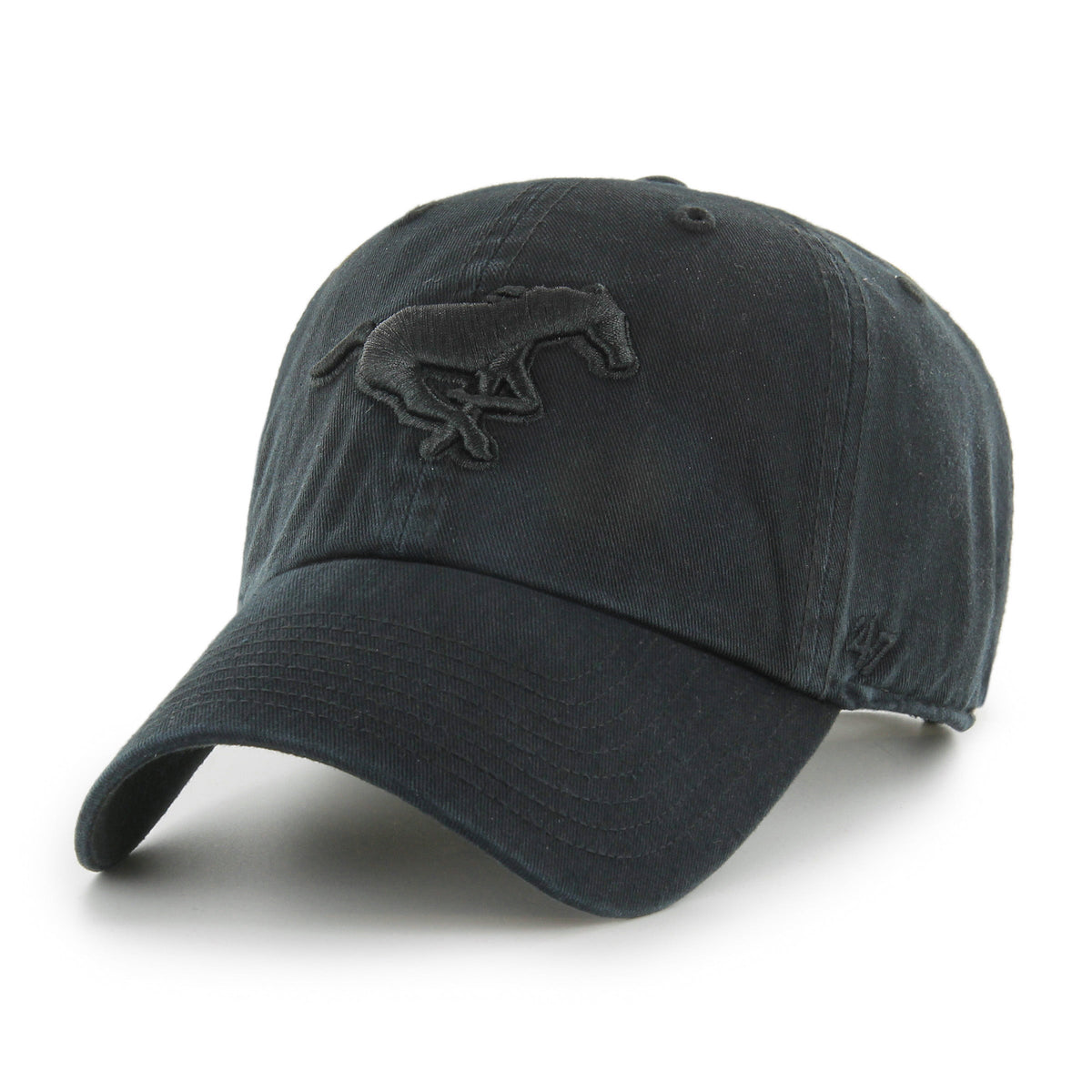 Calgary Stampeders CFL 47 Brand Men Black On Black Clean up Adjustable Hat product image 1, provided for visual reference