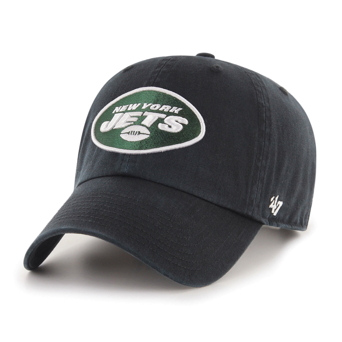 New York Jets NFL 47 Brand Men Black Alternate Clean up Adjustable Hat product image 1, provided for visual reference and