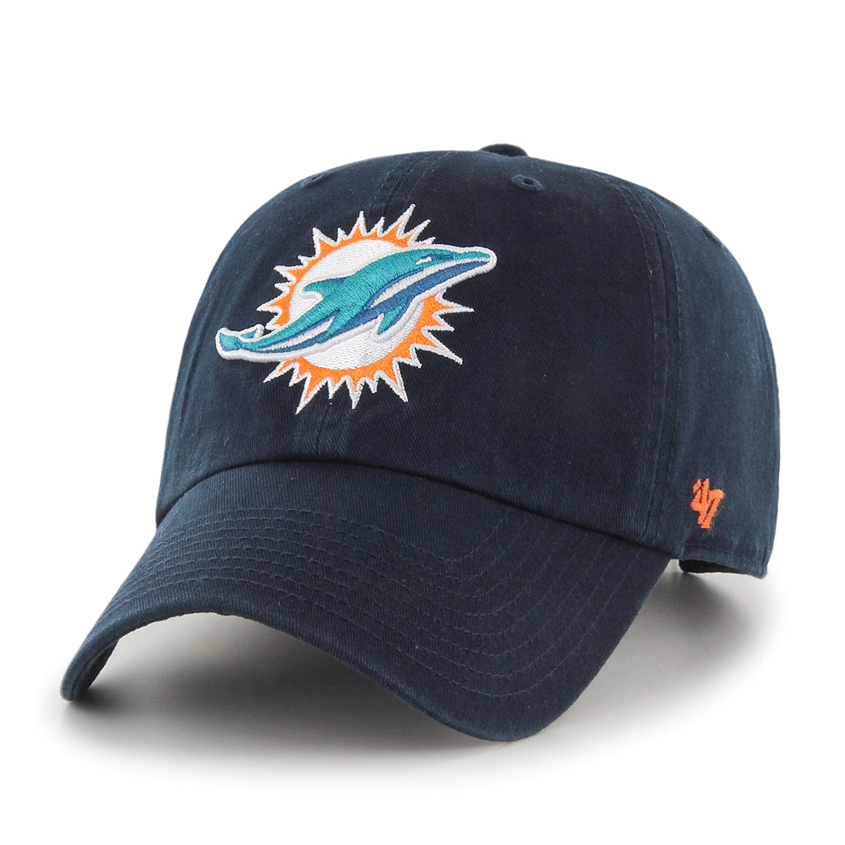 Miami Dolphins NFL 47 Brand Men Black Clean up Adjustable Hat product image 1, provided for visual reference and product