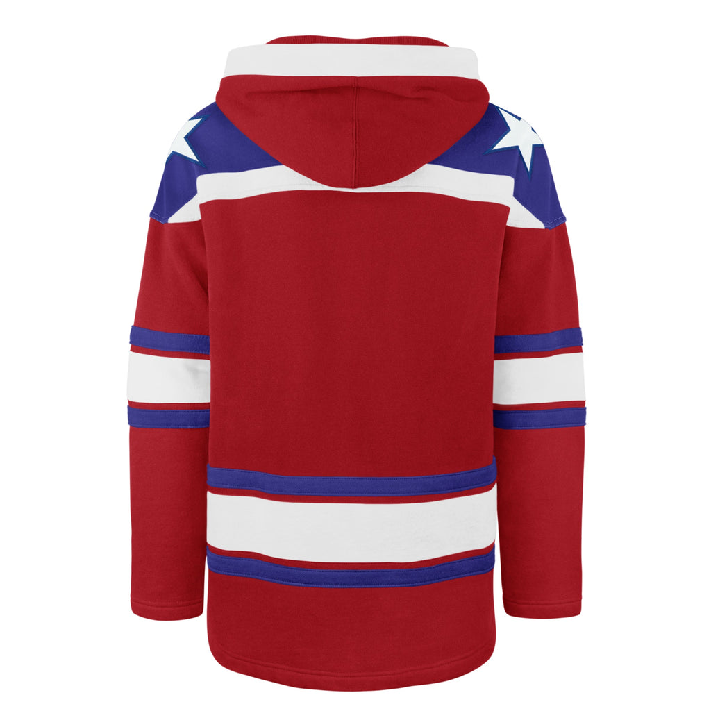Washington Capitals NHL 47 Brand Men Red Retro Freeze Superior Lacer Hoodie product image 2, provided for visual reference