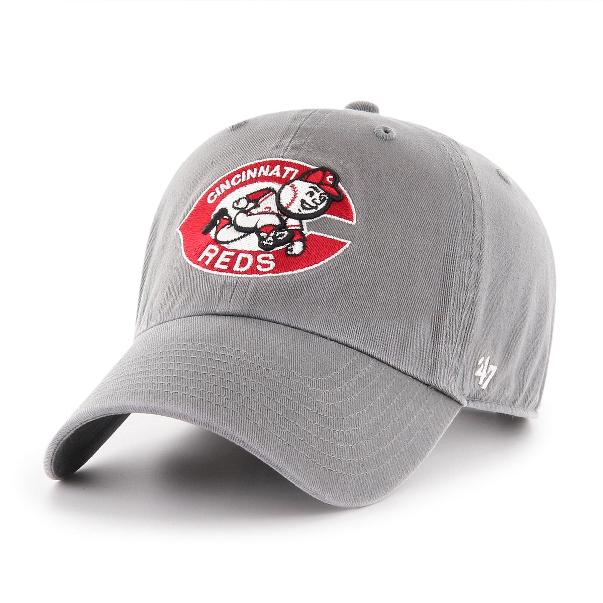 Cincinnati Reds MLB 47 Brand Men Grey Vintage Clean Up Adjustable Hat product image 1, provided for visual reference and