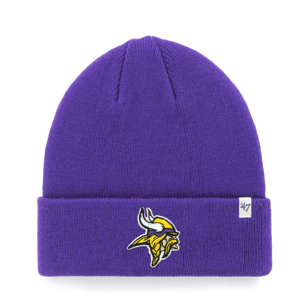Minnesota Vikings NFL 47 Brand Men Purple Raised Cuff Knit Hat product image 1, provided for visual reference and product