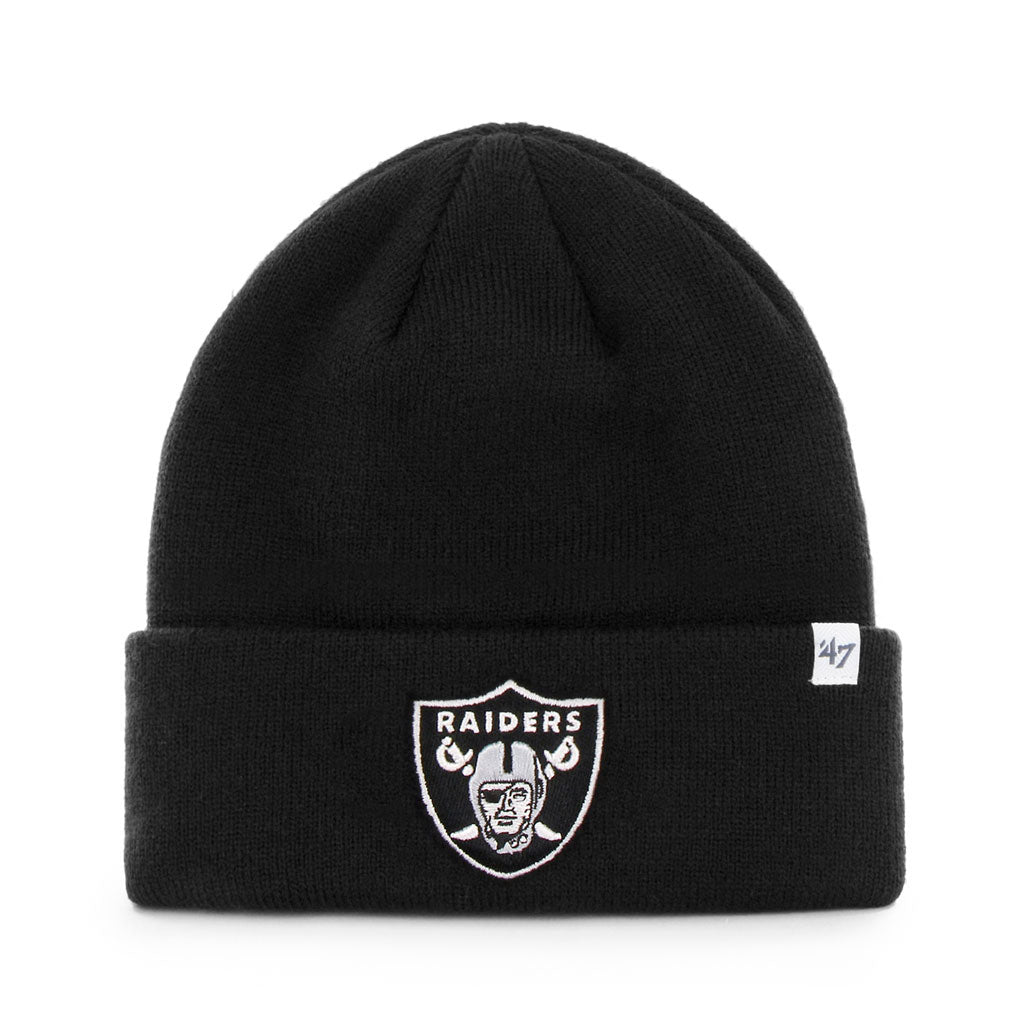 Las Vegas Raiders NFL 47 Brand Men Black Raised Cuff Knit Hat product image 1, provided for visual reference and product