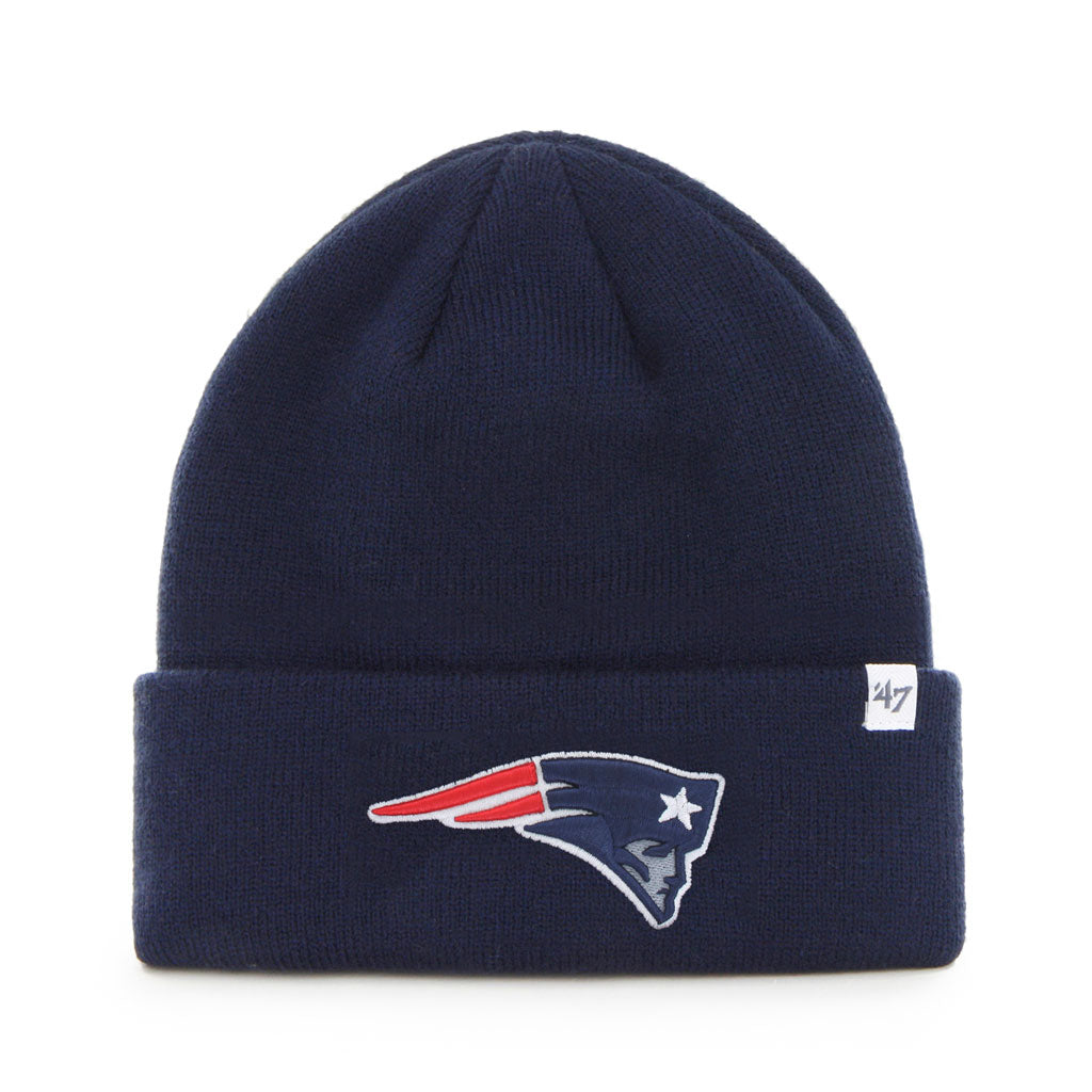 New England Patriots NFL 47 Brand Men Navy Raised Cuff Knit Hat product image 1, provided for visual reference and product