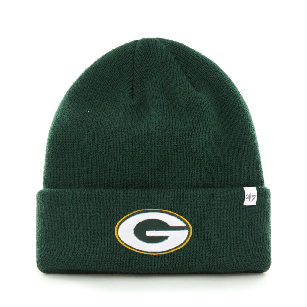 Green Bay Packers NFL 47 Brand Men Green Raised Cuff Knit Hat product image 1, provided for visual reference and product
