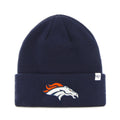Denver Broncos NFL 47 Brand Men Navy Raised Cuff Knit Hat product image 1, provided for visual reference and product detail