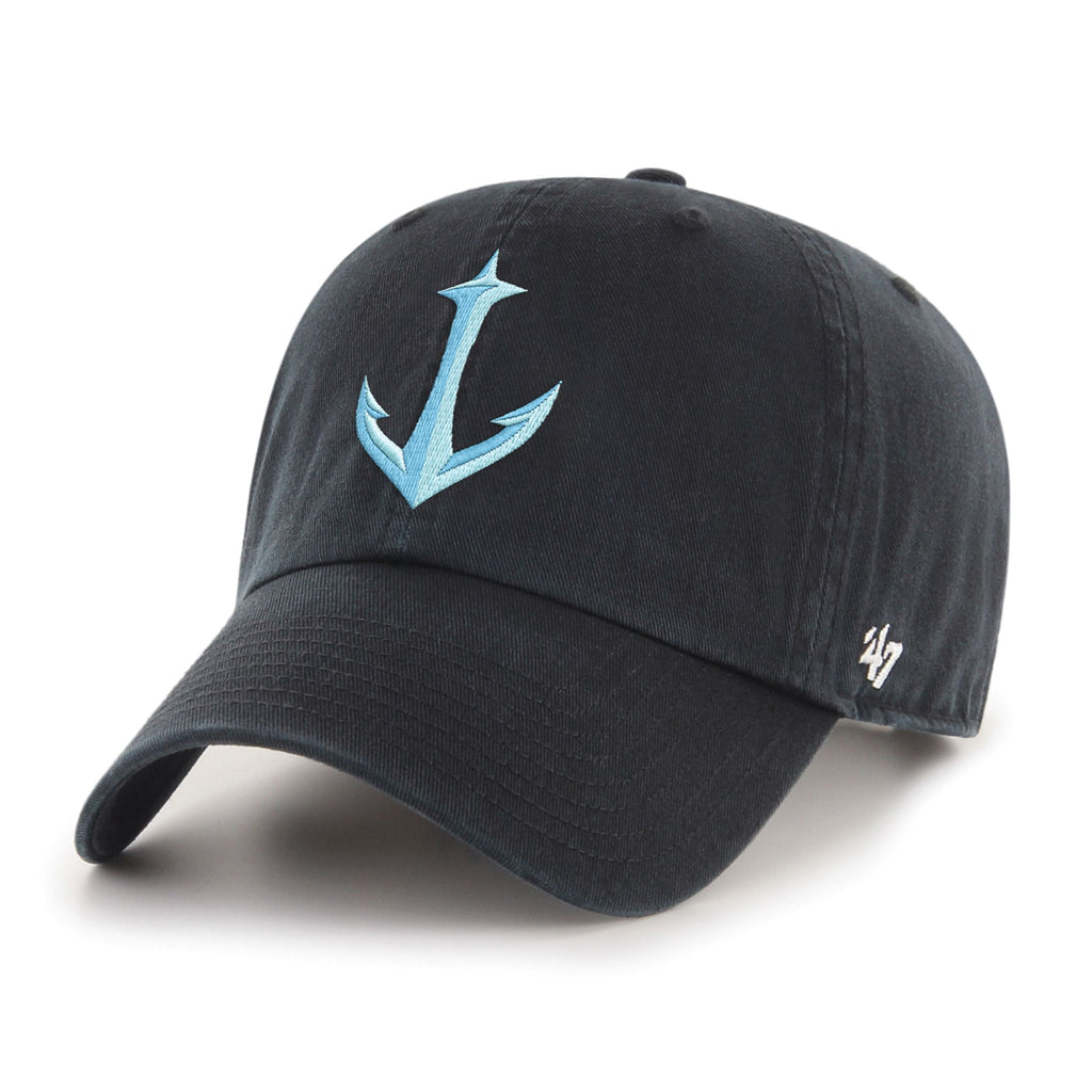 Seattle Kraken NHL 47 Brand Men Black Anchor Logo Clean Up Adjustable Hat product image 1, provided for visual reference and