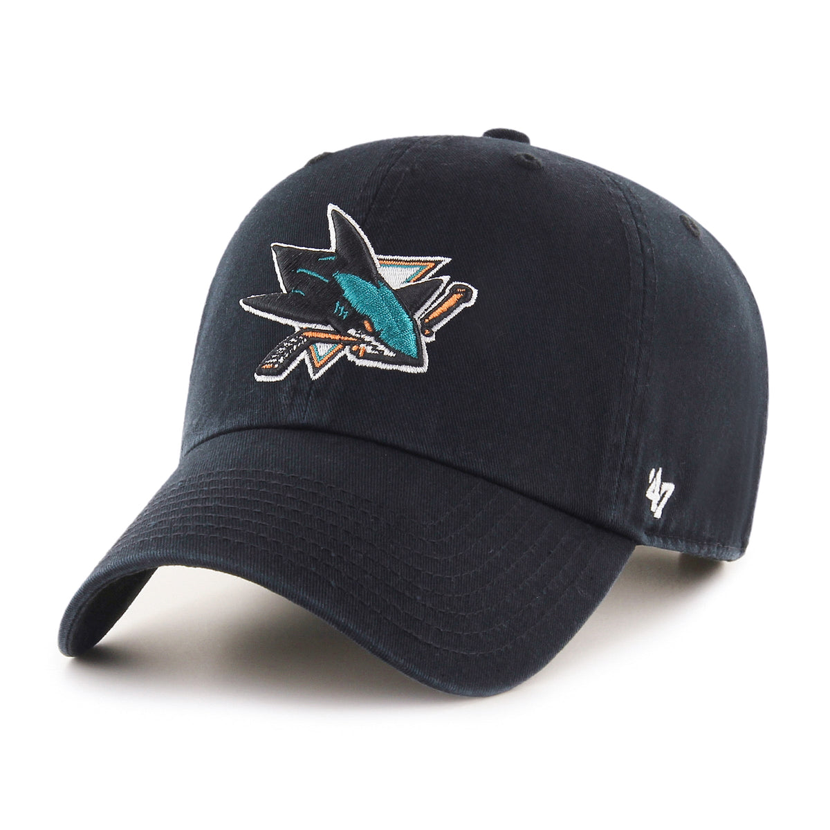 San Jose Sharks NHL 47 Brand Men Black Clean Up Adjustable Hat product image 1, provided for visual reference and product