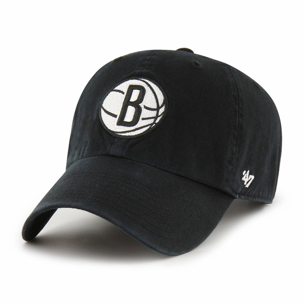 Brooklyn Nets NBA 47 Brand Men Black Alternate Clean Up Adjustable Hat product image 1, provided for visual reference and