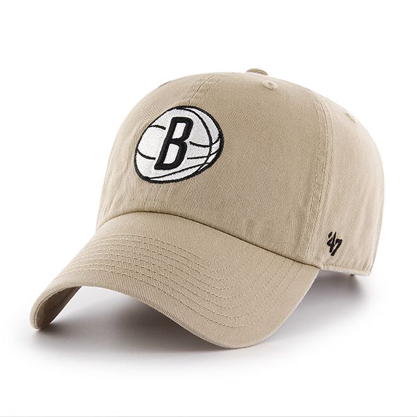 Brooklyn Nets NBA 47 Brand Men Beige Alternate Clean Up Adjustable Hat product image 1, provided for visual reference and
