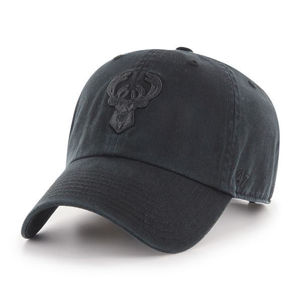 Milwaukee Bucks NBA 47 Brand Men Black on Black Clean Up Adjustable Hat product image 1, provided for visual reference and