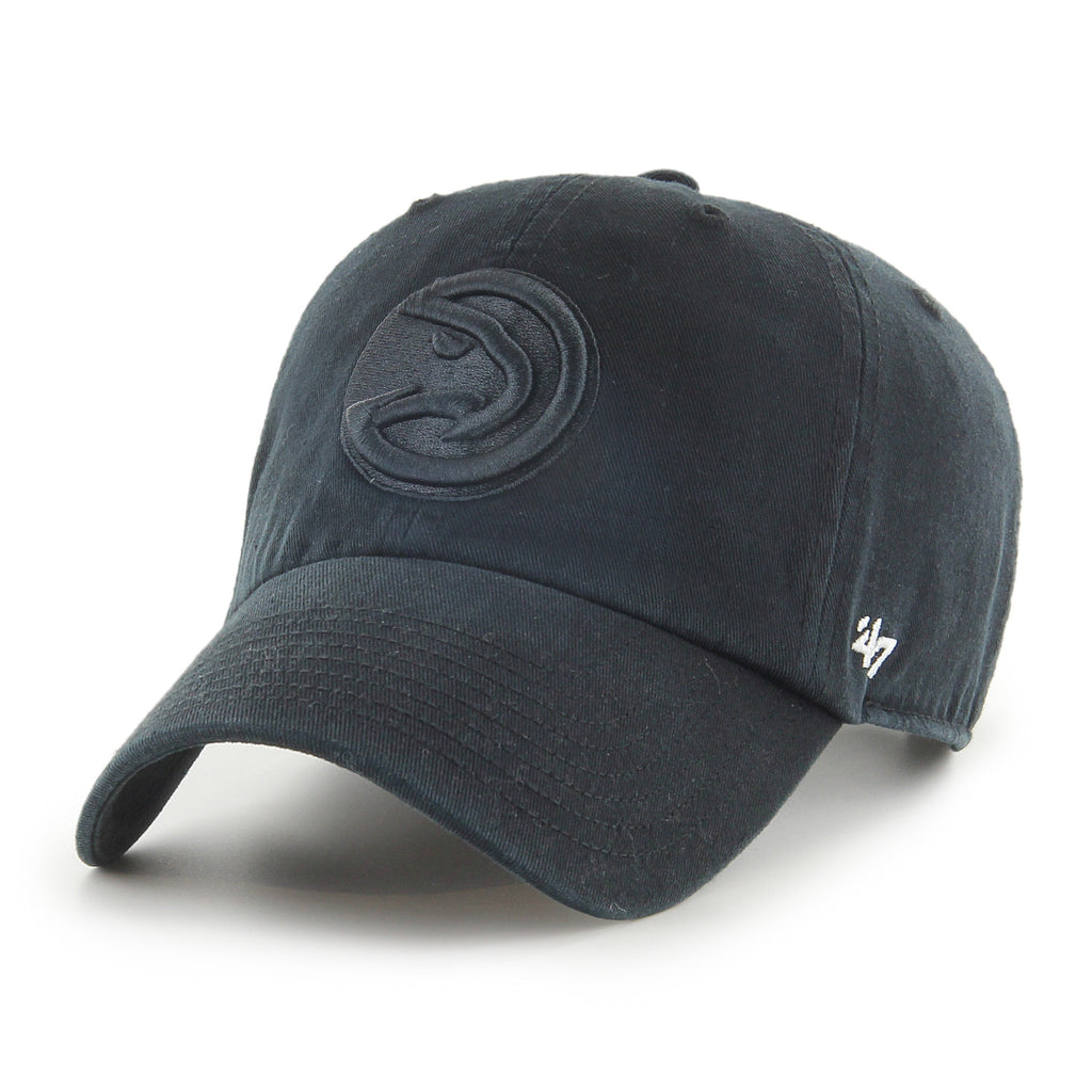 Atlanta Hawks NBA 47 Brand Men Black on Black Clean Up Adjustable Hat product image 1, provided for visual reference and
