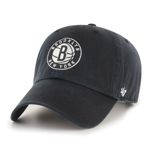 Brooklyn Nets NBA 47 Brand Men Black Clean Up Adjustable Hat product image 1, provided for visual reference and product