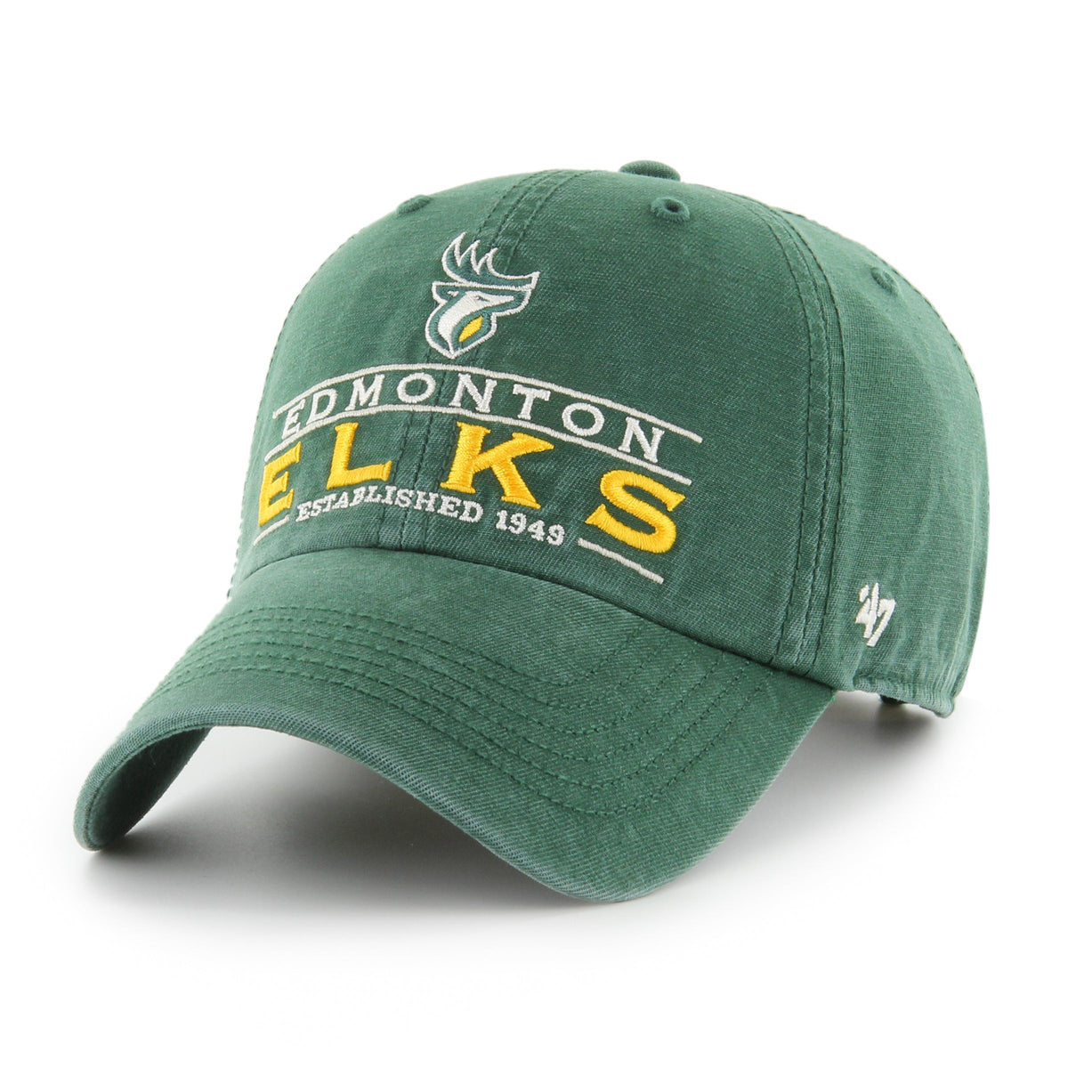 Edmonton Elks CFL 47 Brand Men Green Vernon Clean up Adjustable Hat product image 1, provided for visual reference and