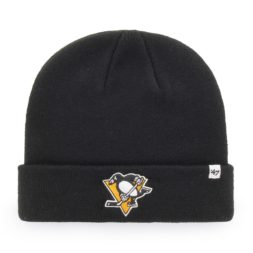 Pittsburgh Penguins NHL 47 Brand Men Black Raised Cuff Knit Beanie product image 1, provided for visual reference and