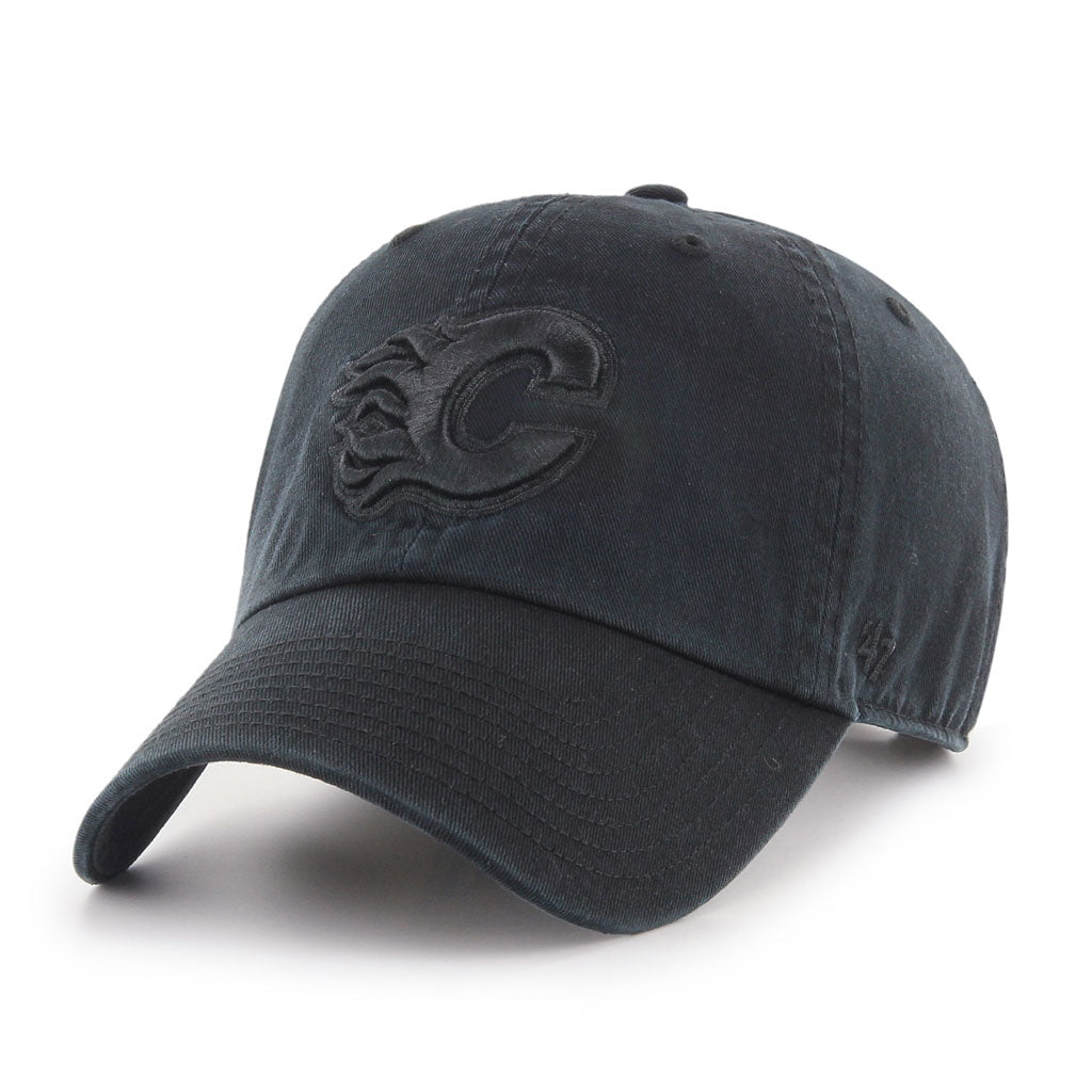 Calgary Flames NHL 47 Brand Men Black on Black Clean Up Adjustable Hat product image 1, provided for visual reference and
