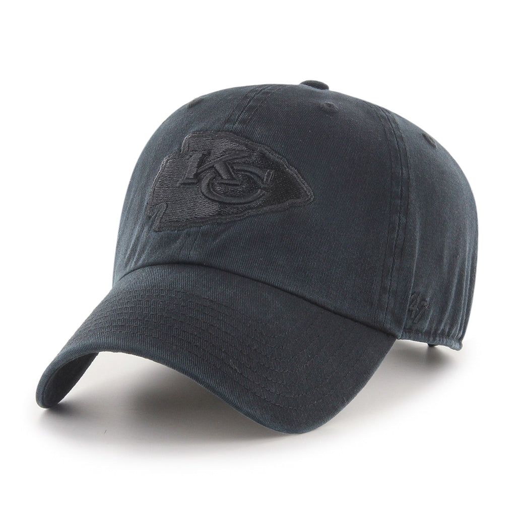 Kansas City Chiefs NFL 47 Brand Men Black On Black Clean up Adjustable Hat product image 1, provided for visual reference