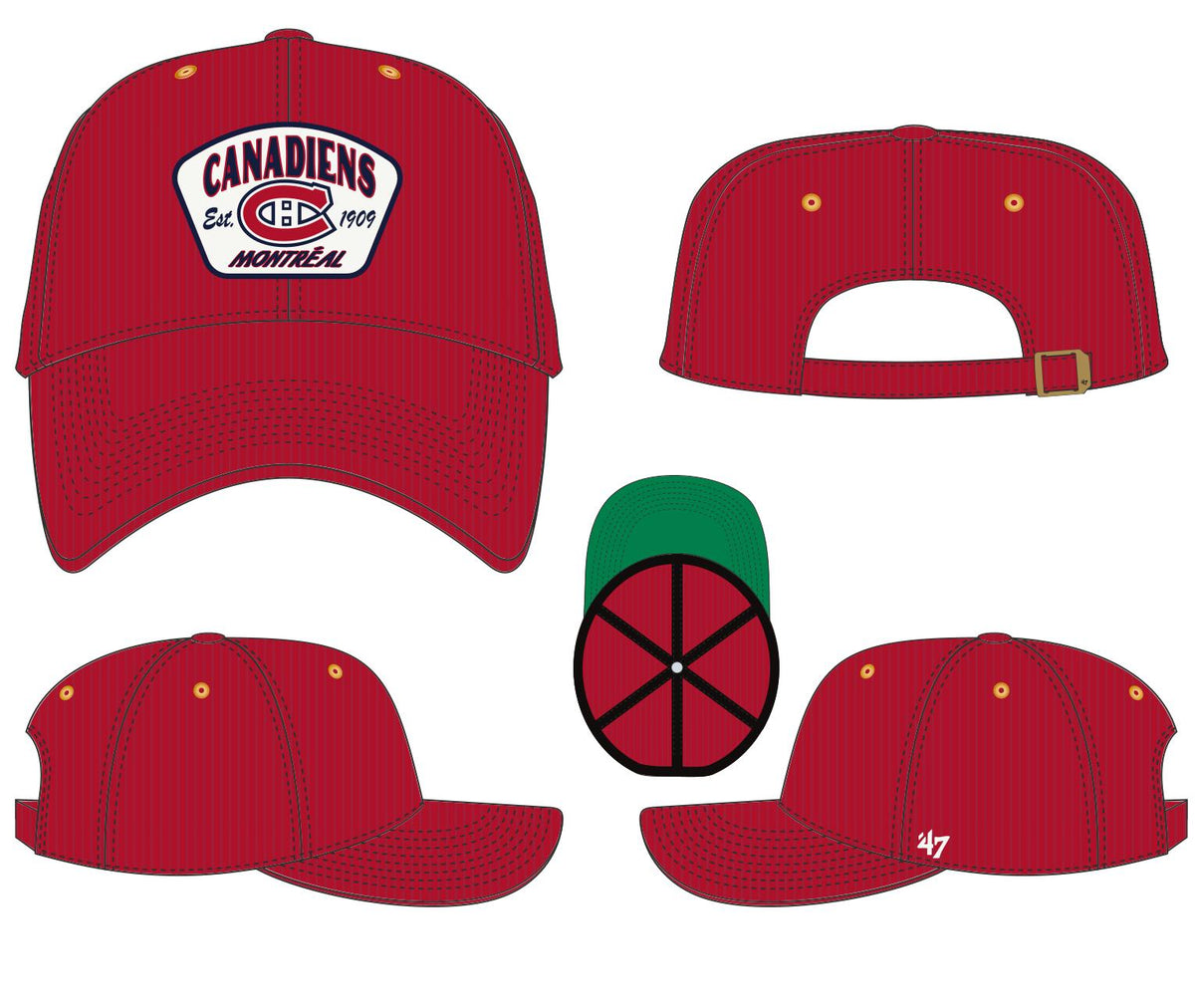 Montreal Canadiens NHL 47 Brand Men Red Accordia MVP Adjustable Hat product image 1, provided for visual reference and
