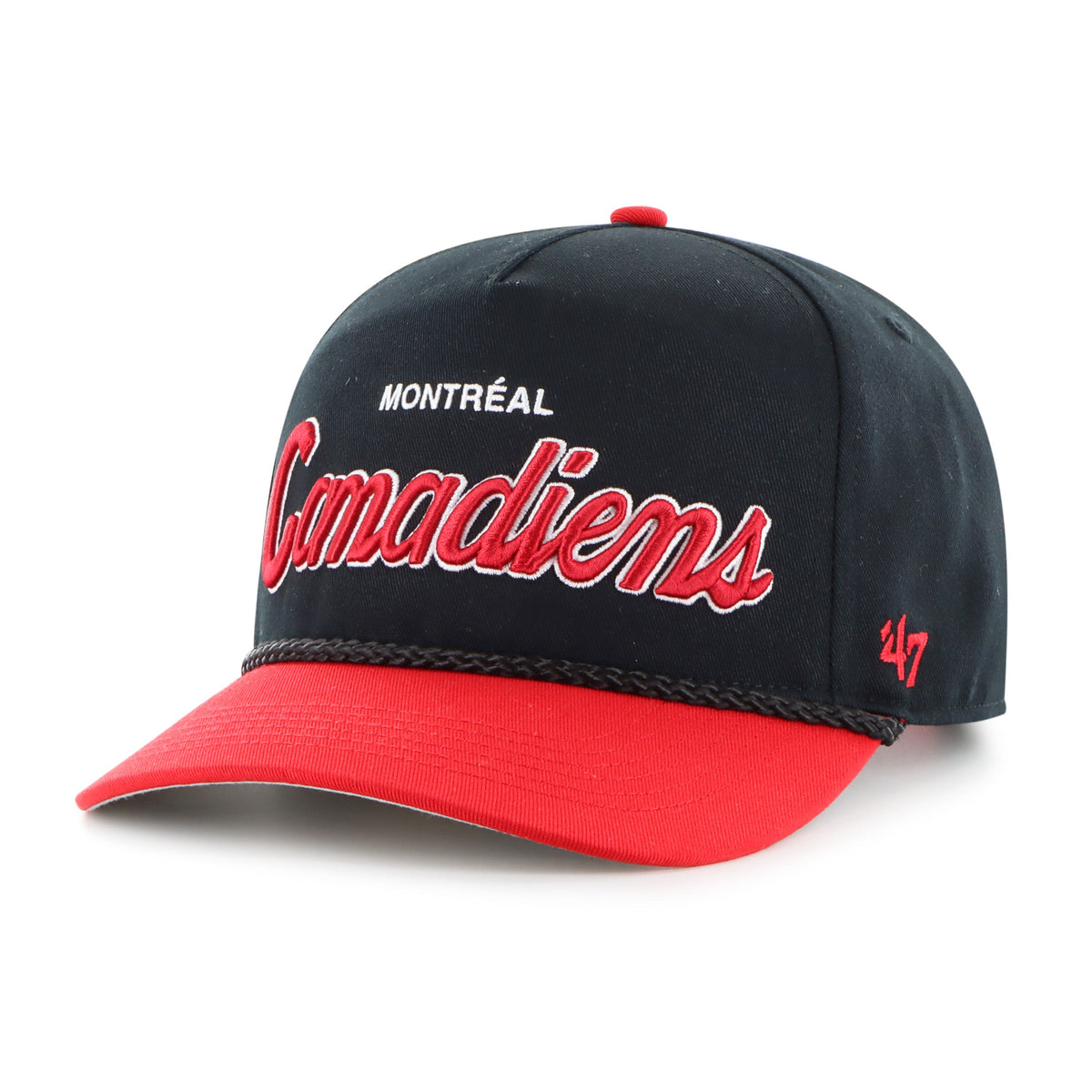 Montreal Canadiens NHL 47 Brand Men Black Crosstown Script Rope Hitch Adjustable Hat product image 1, provided for visual