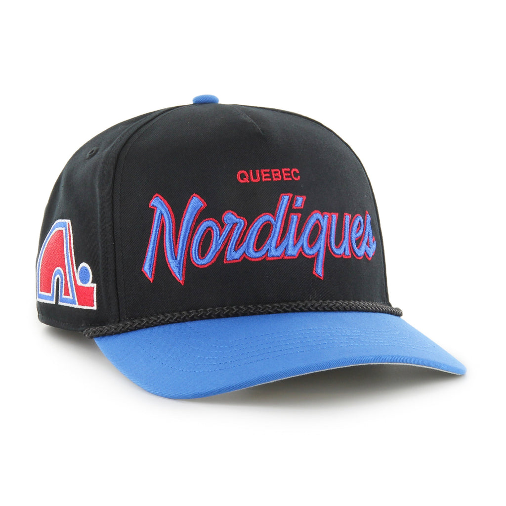 Quebec Nordiques NHL 47 Brand Men Black Crosstown Script Rope Hitch Adjustable Hat product image 2, provided for visual