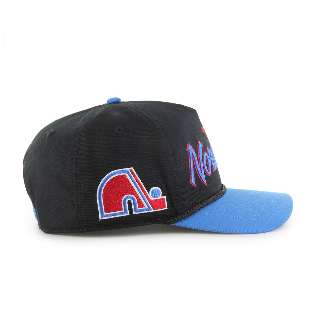 Quebec Nordiques NHL 47 Brand Men Black Crosstown Script Rope Hitch Adjustable Hat product image 4, provided for visual