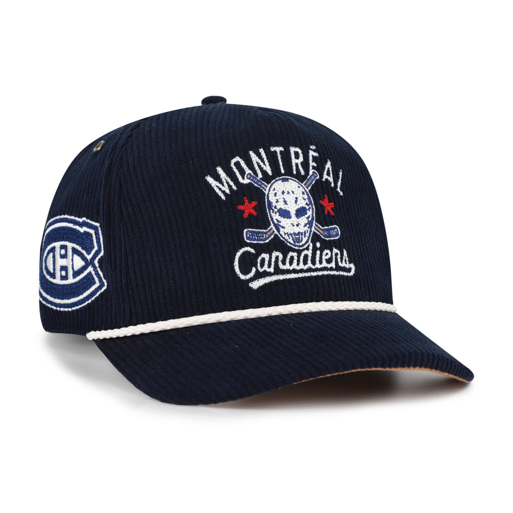 Montreal Canadiens NHL 47 Brand Men Navy HPD Corduroy Rope Hitch Adjustable Hat product image 2, provided for visual